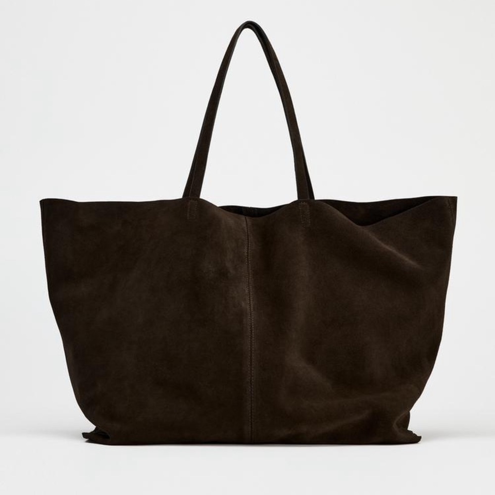 Luxurious Brown Suede Men's Tote Bag